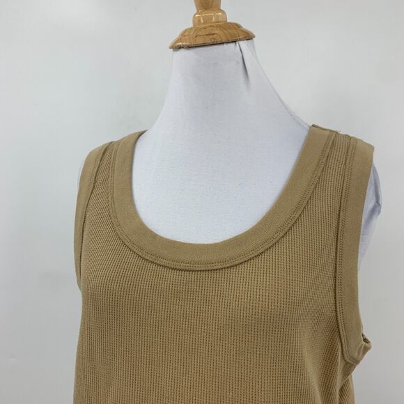 Madewell Crewneck Crop Tank Womens XL Extra Large Seed Khaki Waffle Knit Fitted - Picture 3 of 15